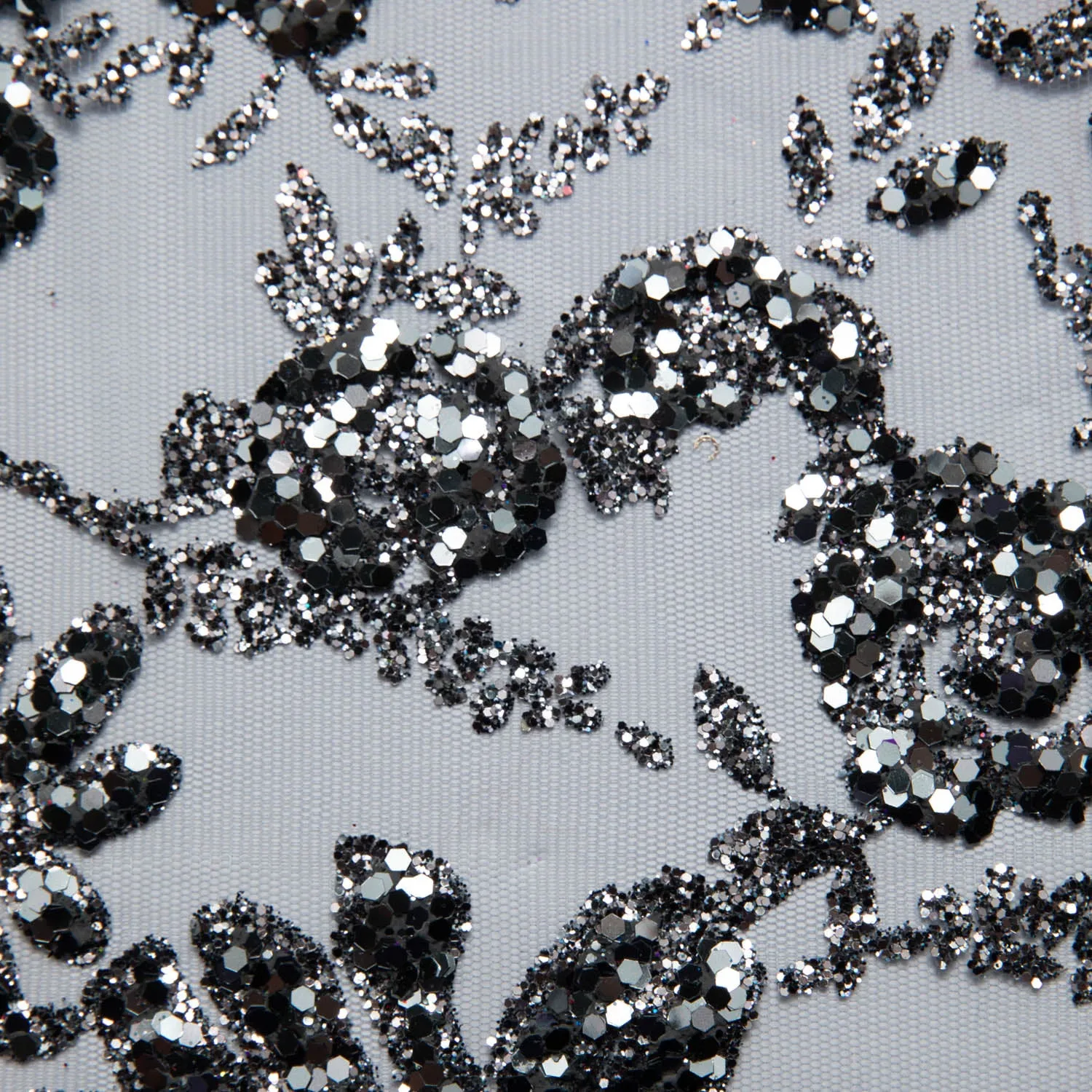 Tulle Lace Fabric with Glitter and Floral Design 58" Wide | Exquisite Fabric