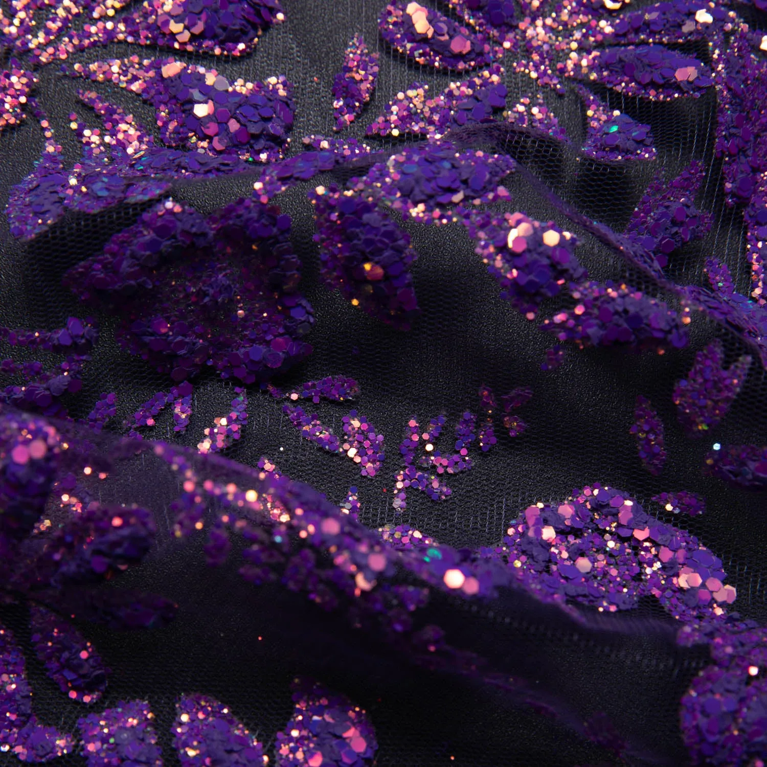Tulle Lace Fabric with Glitter and Floral Design 58" Wide | Exquisite Fabric