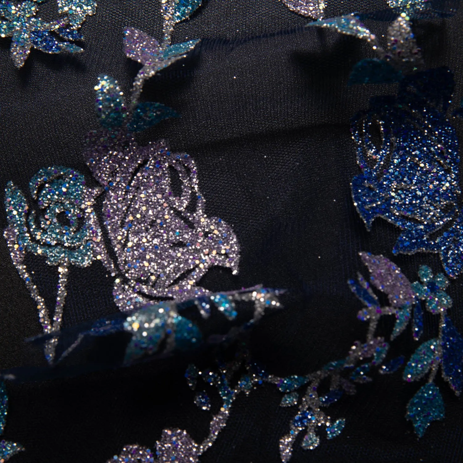 Tulle Lace Fabric with Multicolor Glitter and Floral Design 58" Wide | Exquisite Fabric