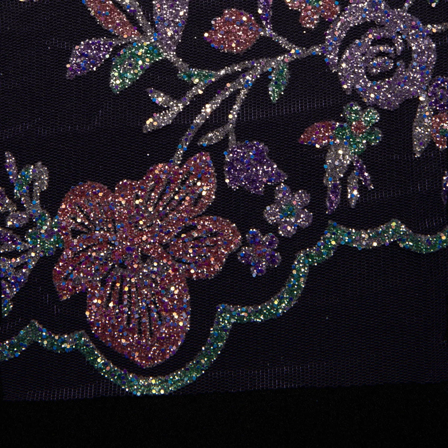 Tulle Lace Fabric with Multicolor Glitter and Floral Design 58" Wide | Exquisite Fabric