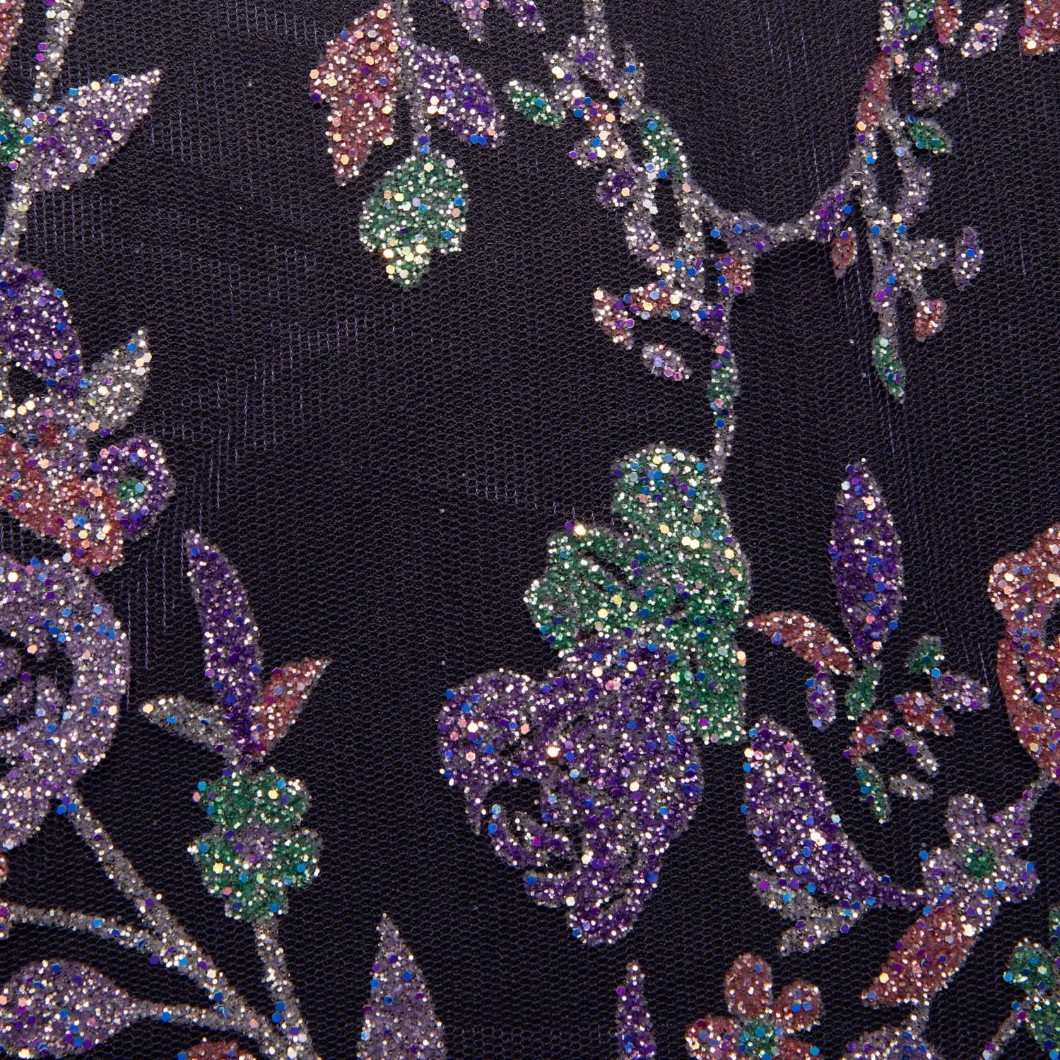 Tulle Lace Fabric with Multicolor Glitter and Floral Design 58" Wide | Exquisite Fabric