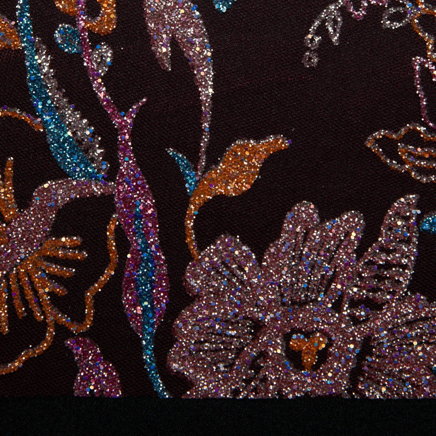 Tulle Lace Fabric with Multicolor Glitter and Floral Pattern 58" Wide | Exquisite Fabric
