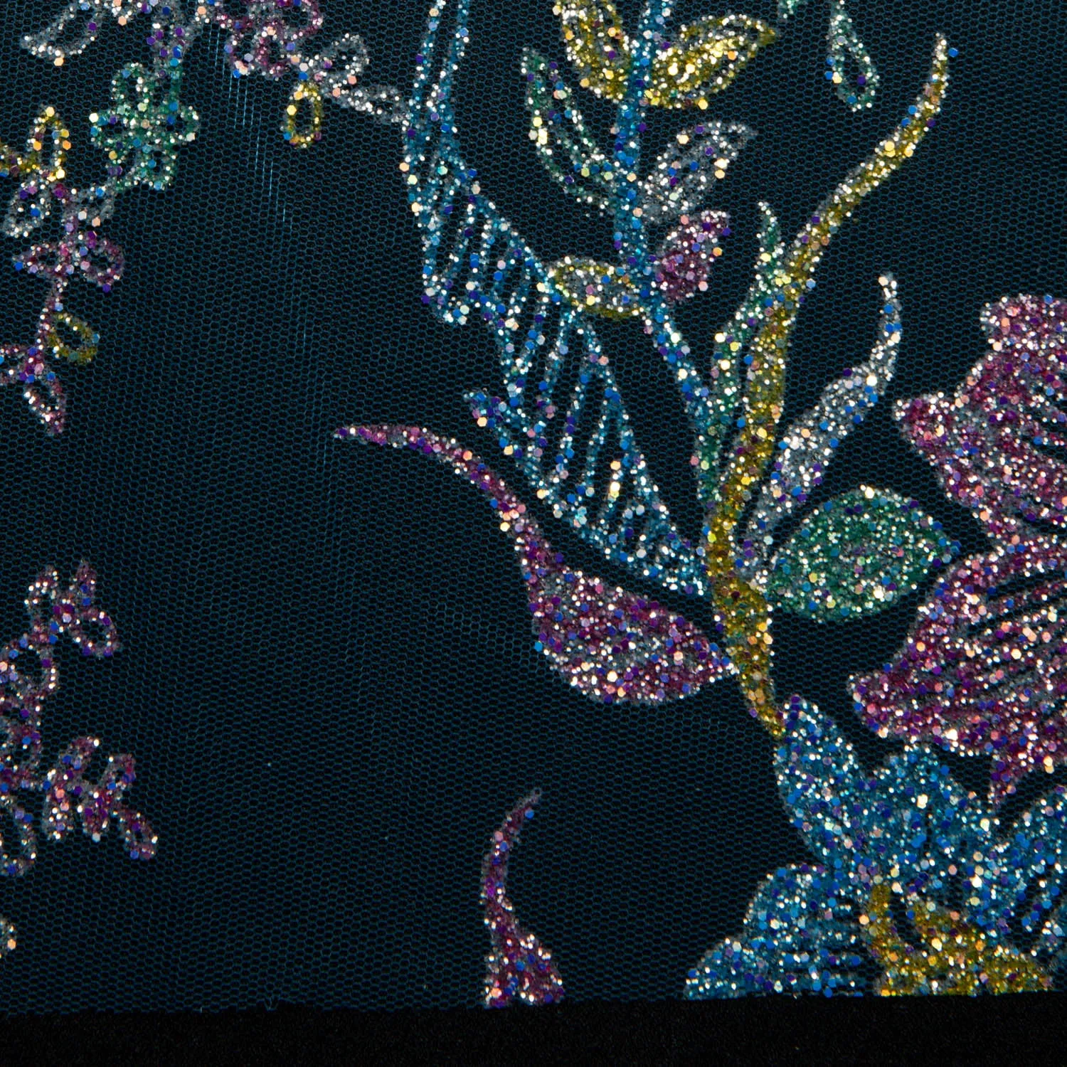 Tulle Lace Fabric with Multicolor Glitter and Floral Pattern 58" Wide | Exquisite Fabric