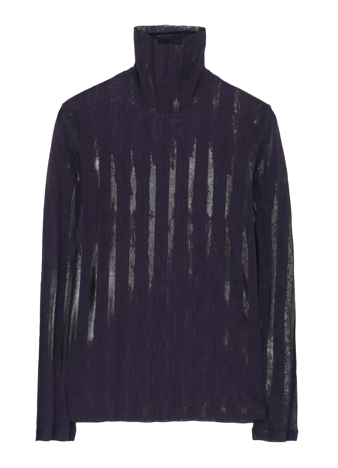 TULLE PLEATS LONG SLEEVE HIGH NECK T