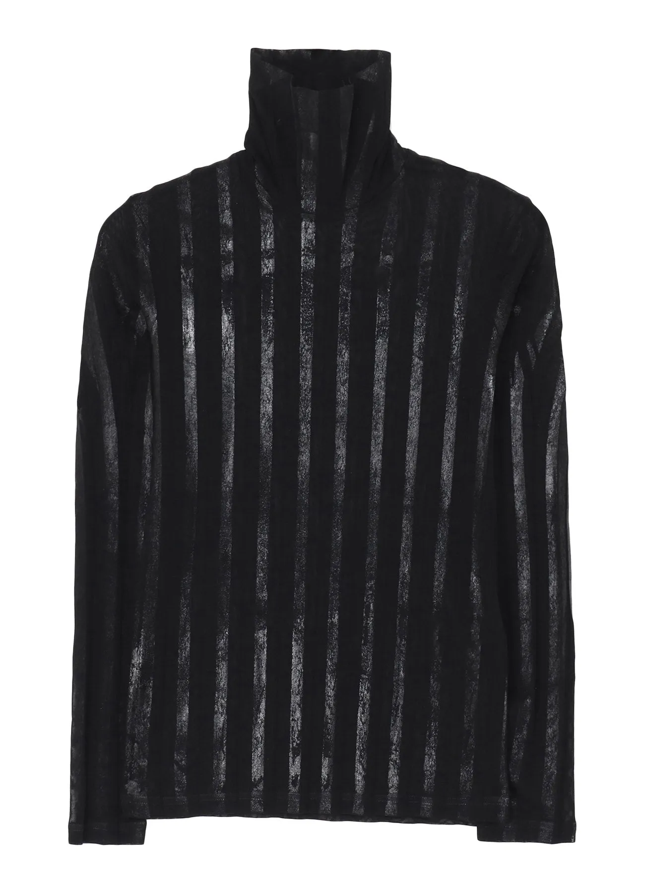 TULLE PLEATS LONG SLEEVE HIGH NECK T