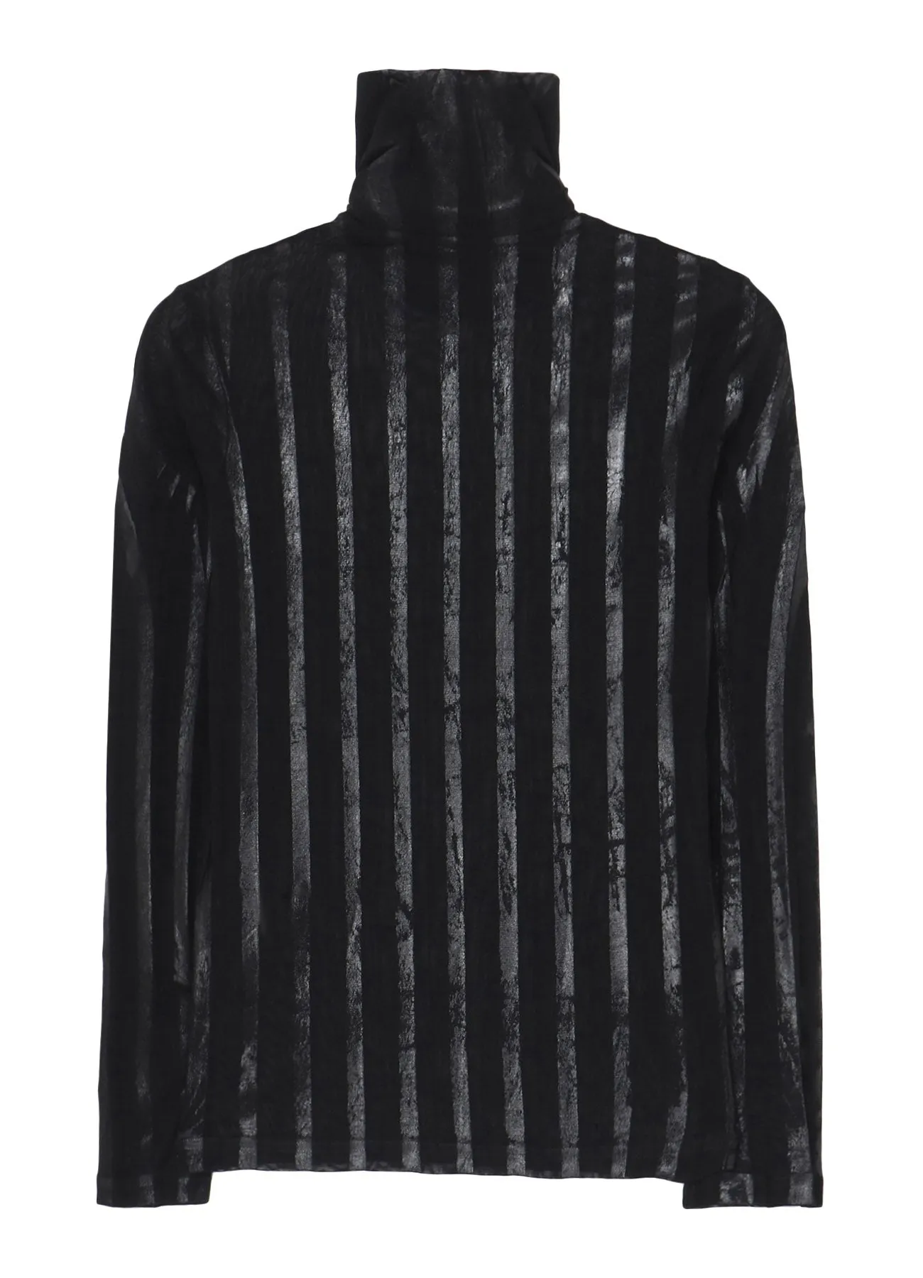 TULLE PLEATS LONG SLEEVE HIGH NECK T