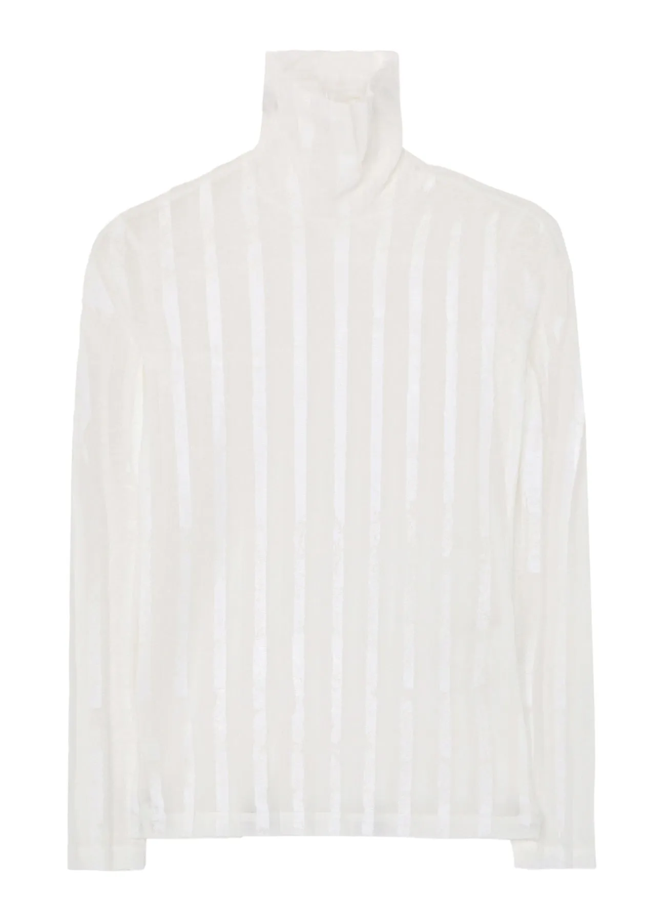 TULLE PLEATS LONG SLEEVE HIGH NECK T