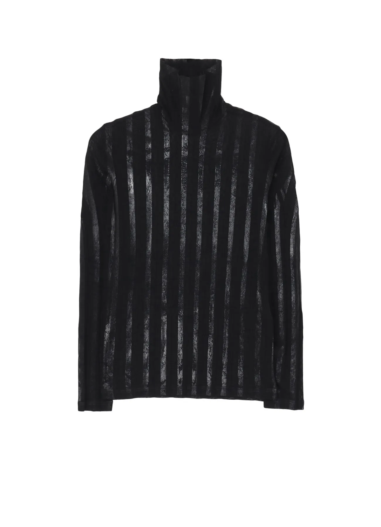TULLE PLEATS LONG SLEEVE HIGH NECK T