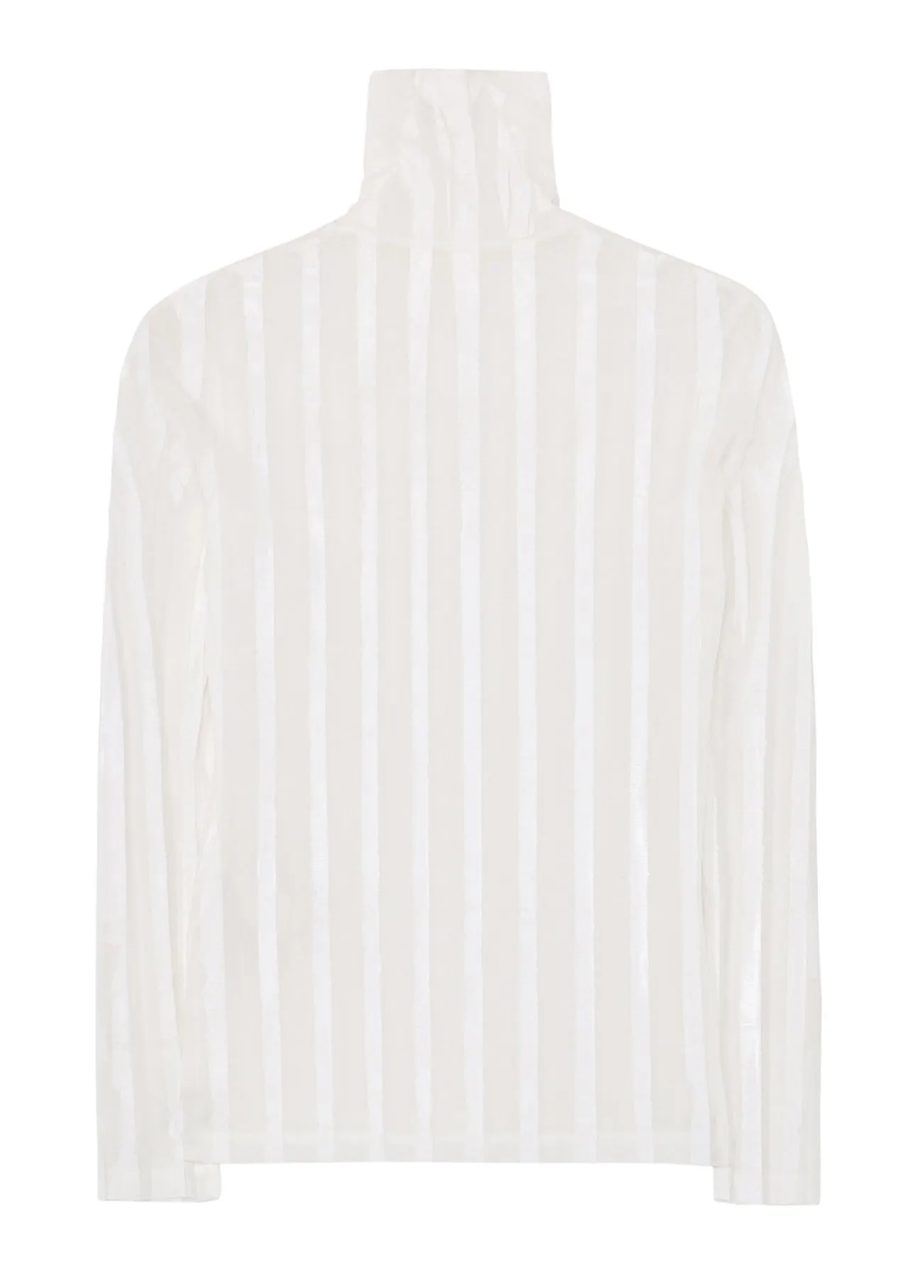 TULLE PLEATS LONG SLEEVE HIGH NECK T