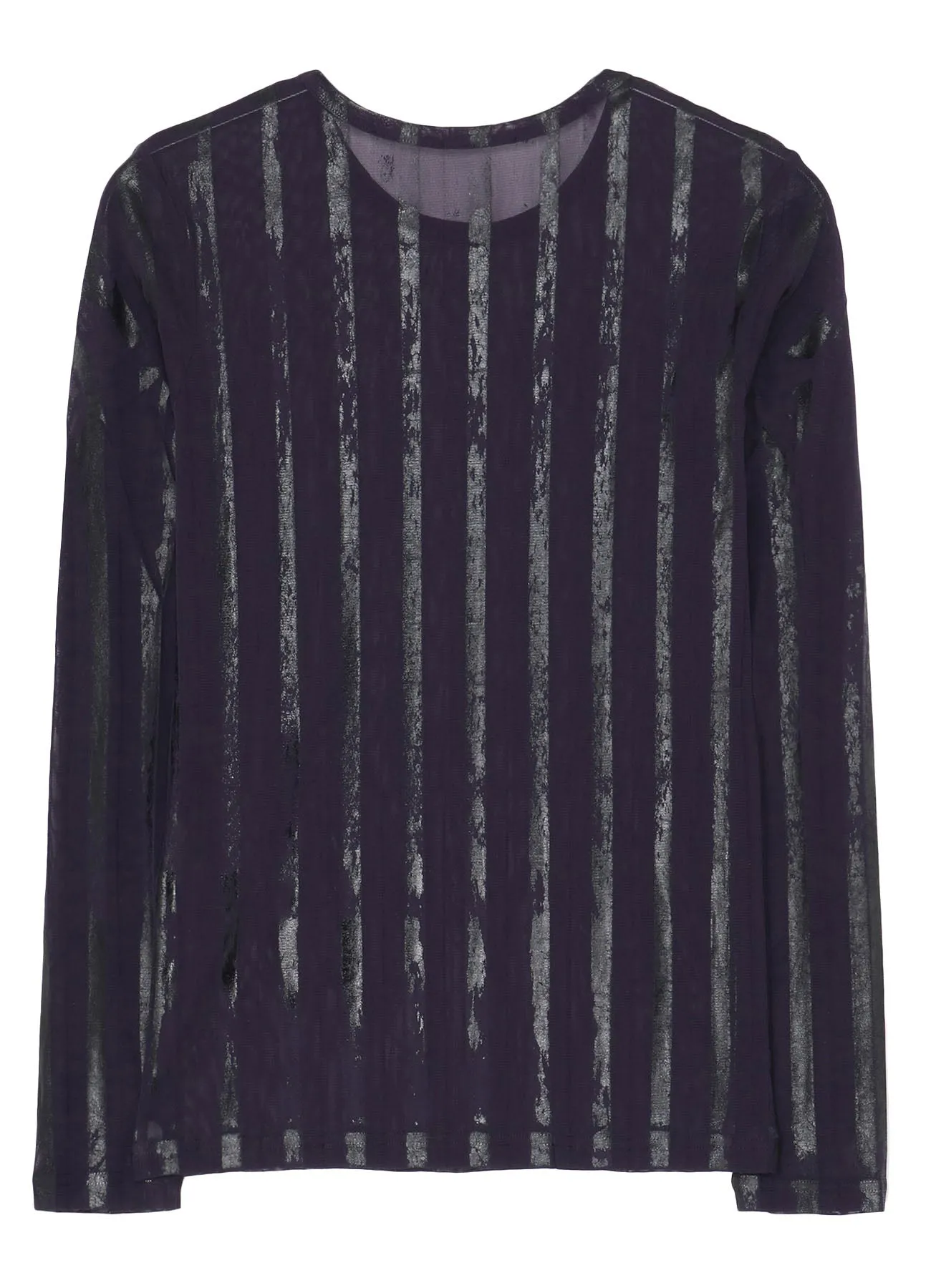 TULLE PLEATS LONG SLEEVE ROUND NECK T