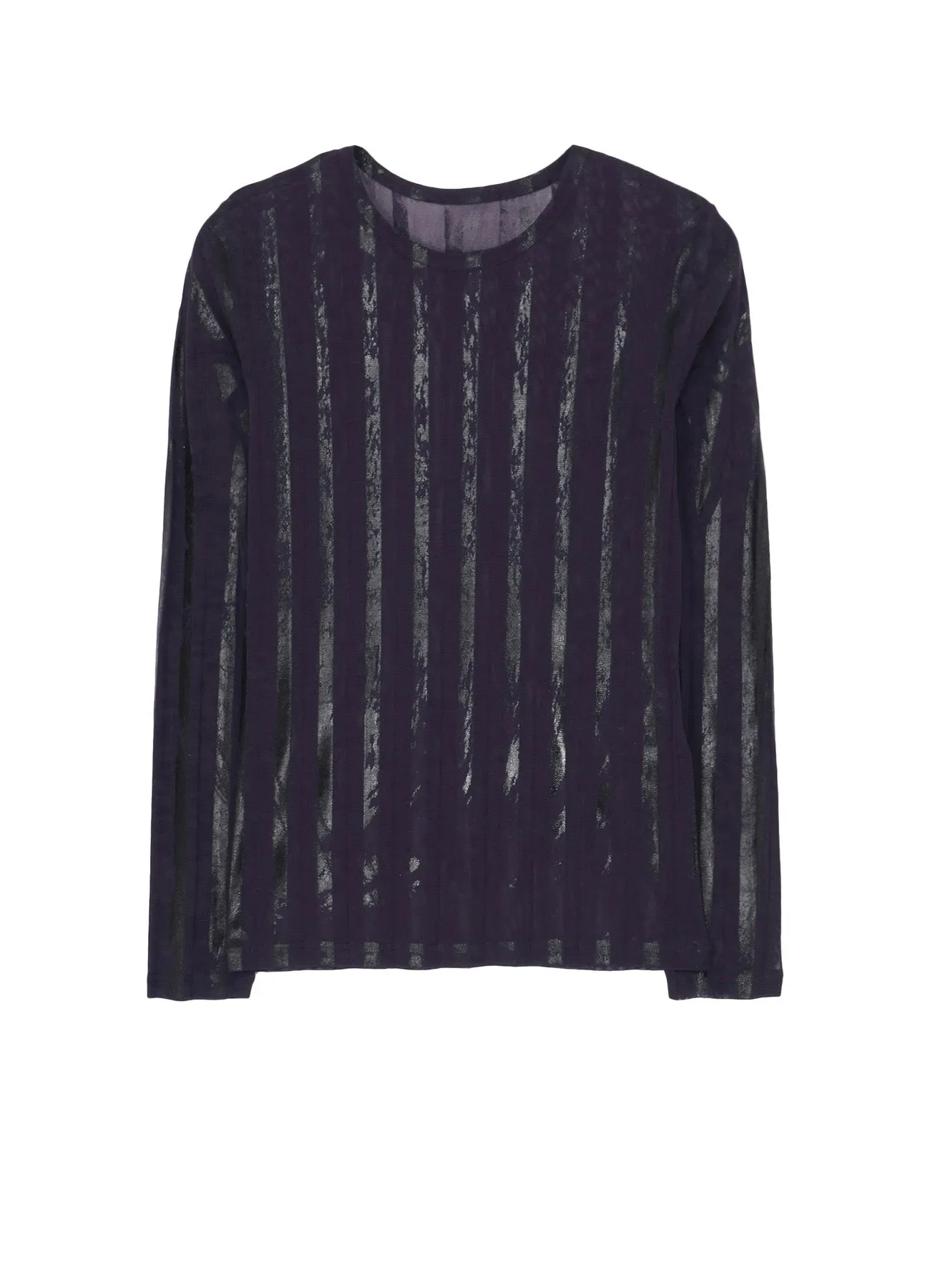 TULLE PLEATS LONG SLEEVE ROUND NECK T
