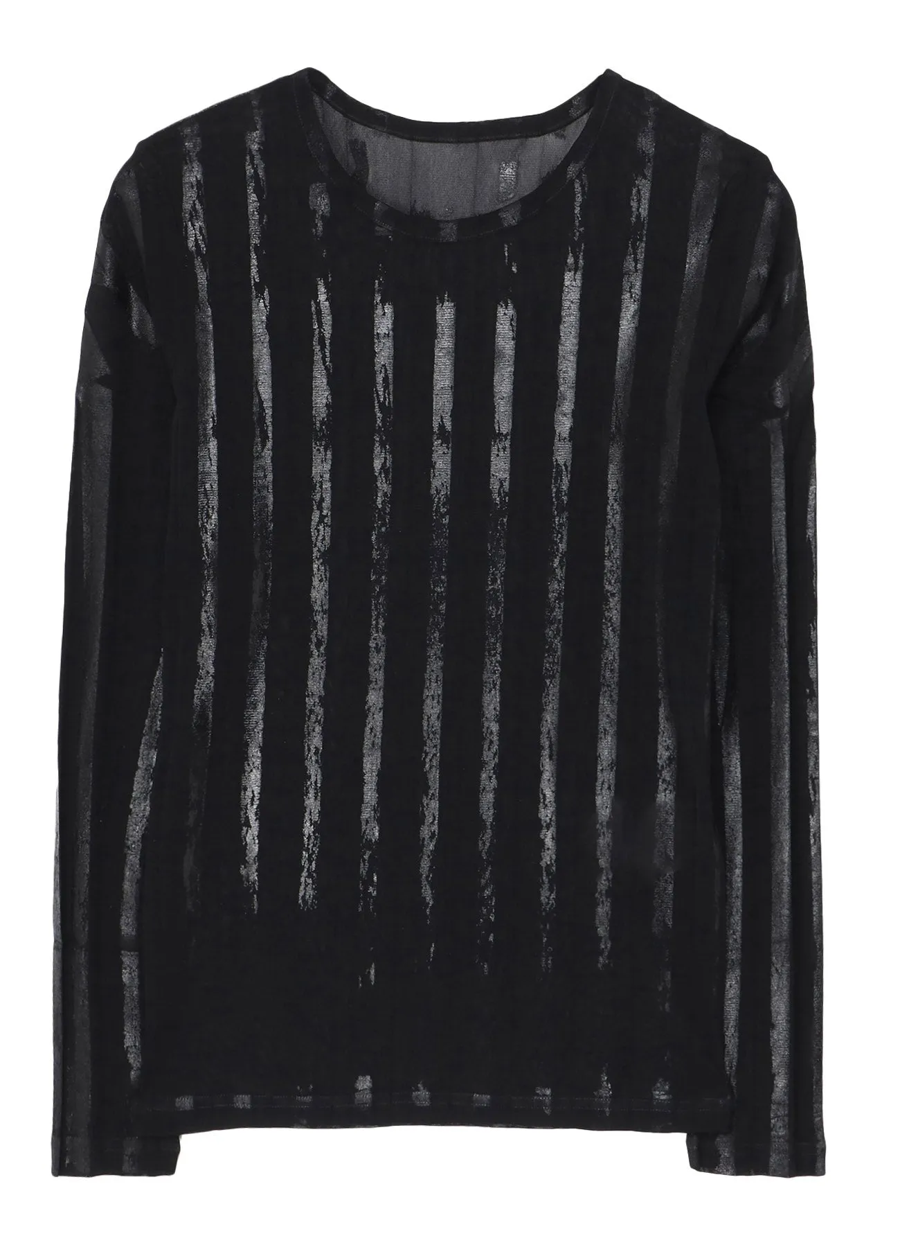TULLE PLEATS LONG SLEEVE ROUND NECK T