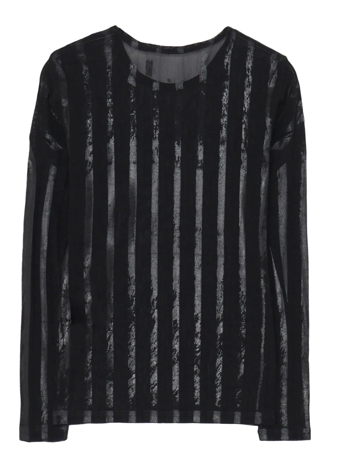 TULLE PLEATS LONG SLEEVE ROUND NECK T