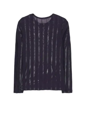 TULLE PLEATS LONG SLEEVE ROUND NECK T