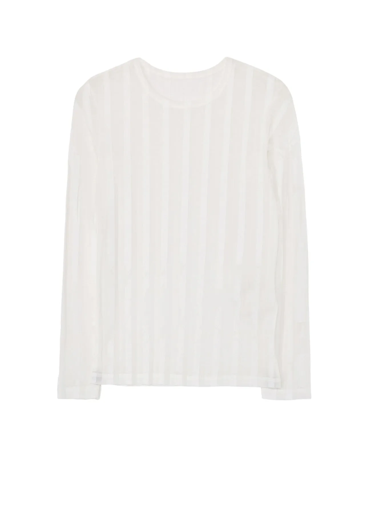 TULLE PLEATS LONG SLEEVE ROUND NECK T