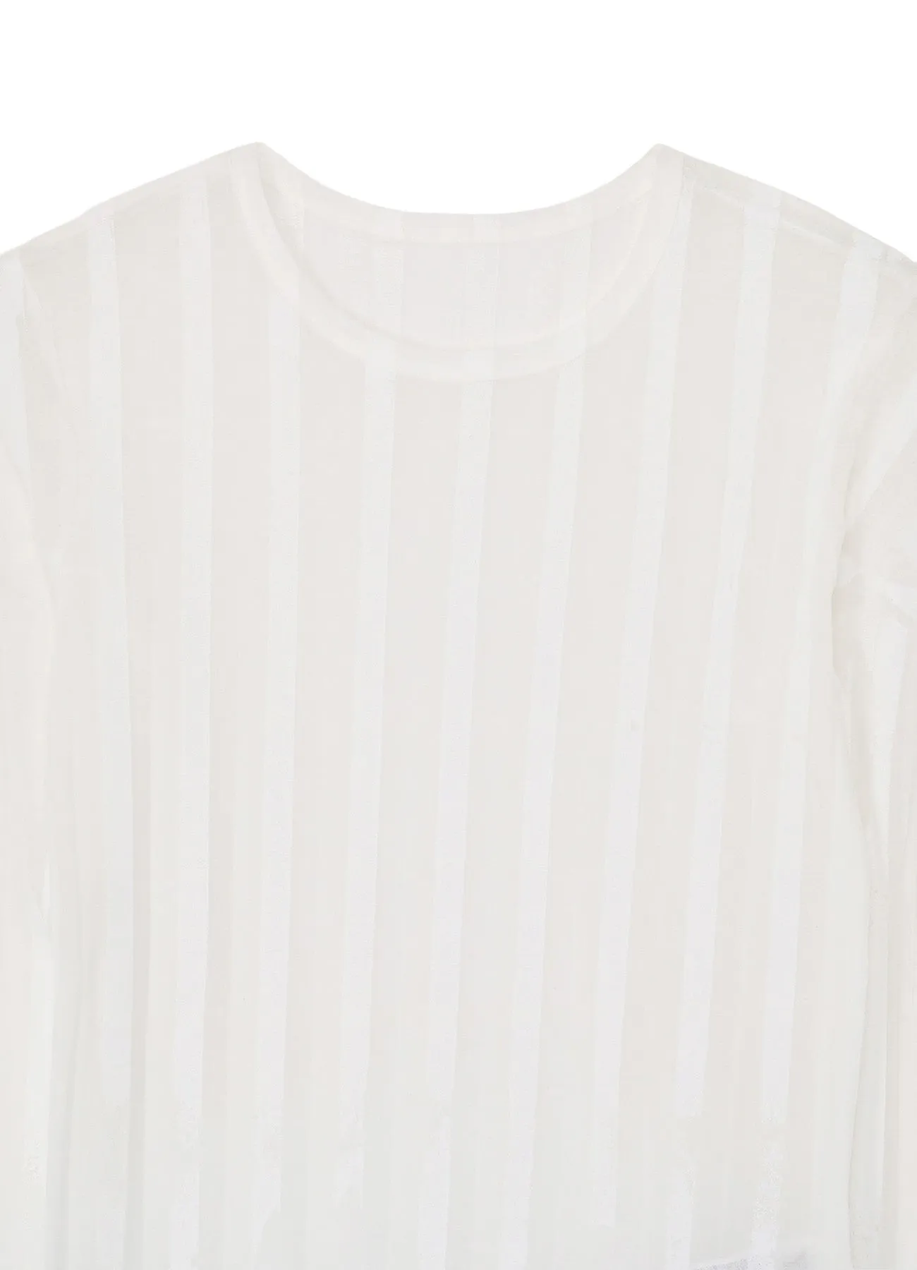 TULLE PLEATS LONG SLEEVE ROUND NECK T