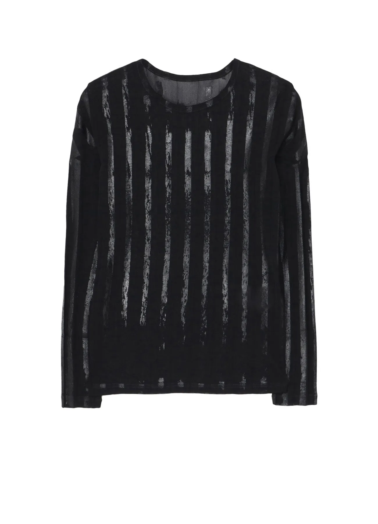 TULLE PLEATS LONG SLEEVE ROUND NECK T