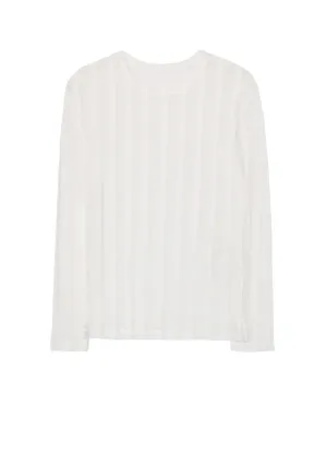 TULLE PLEATS LONG SLEEVE ROUND NECK T
