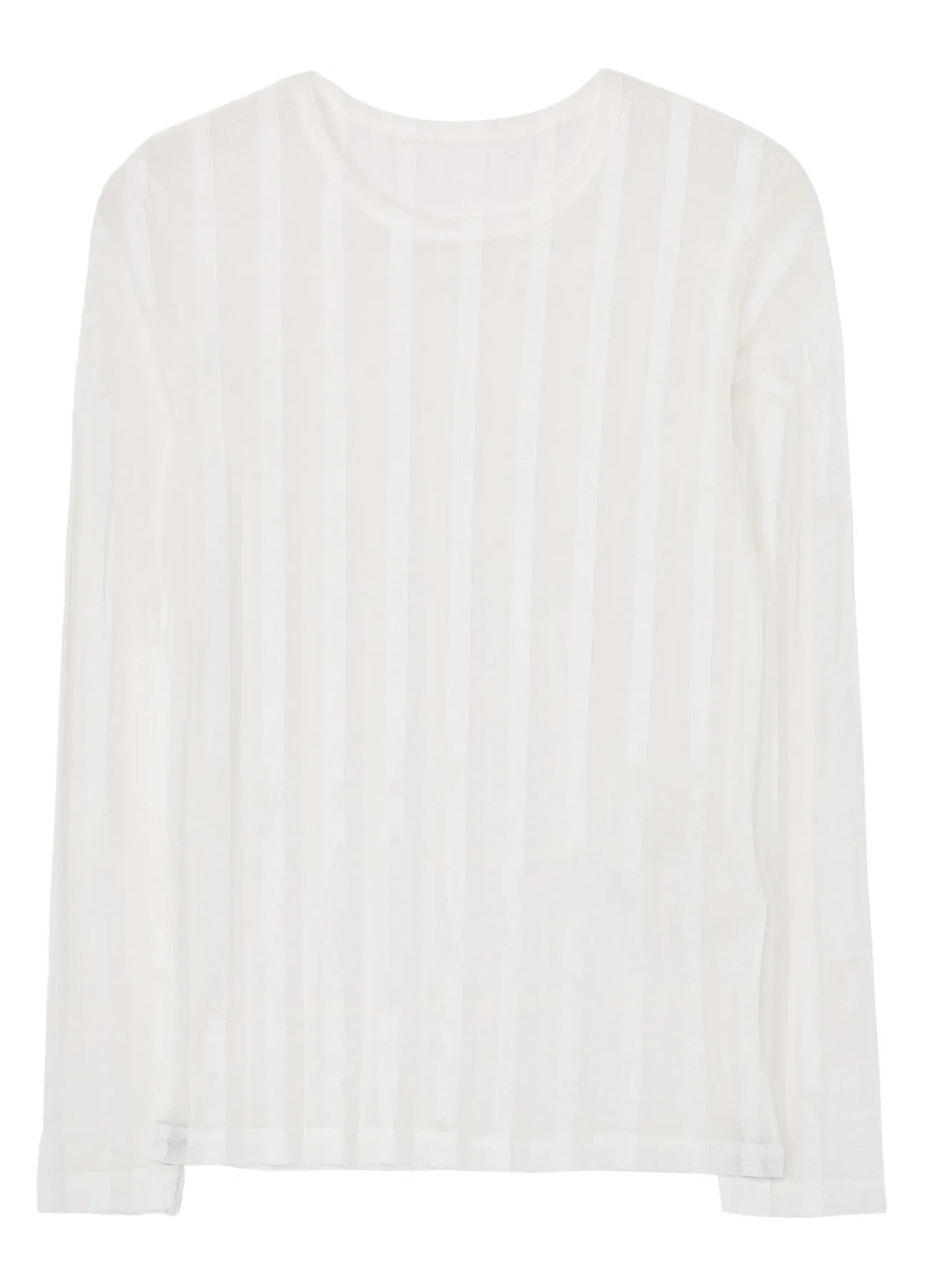 TULLE PLEATS LONG SLEEVE ROUND NECK T