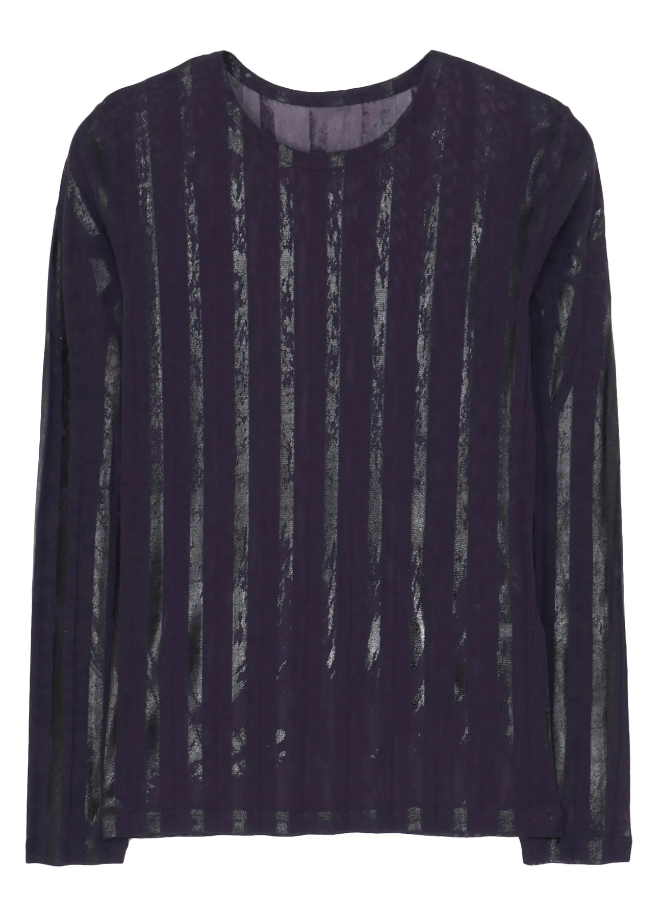 TULLE PLEATS LONG SLEEVE ROUND NECK T
