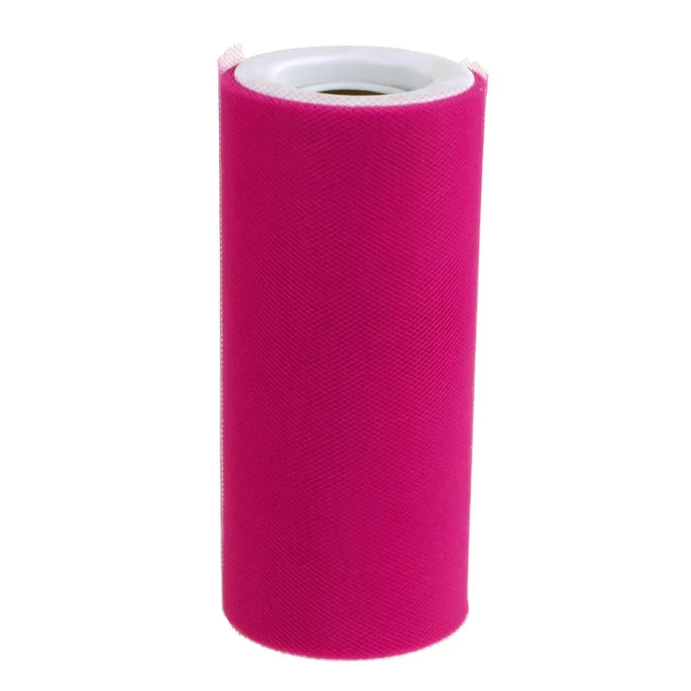 Tulle Spool Roll Fabric Net, 6-Inch, 25 Yards, Fuchsia