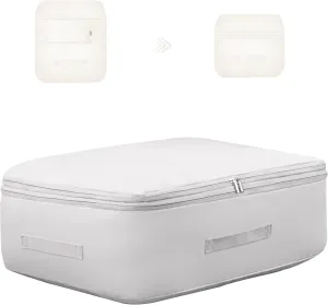 Ultra Space Saving Self Compression Organizer, Comforter Storage Bag for Clothes, Blankets, Pillows, Duvet, Comforters, Bedding Sets and Much More (Gray,L - 54 * 42 * 30cm)