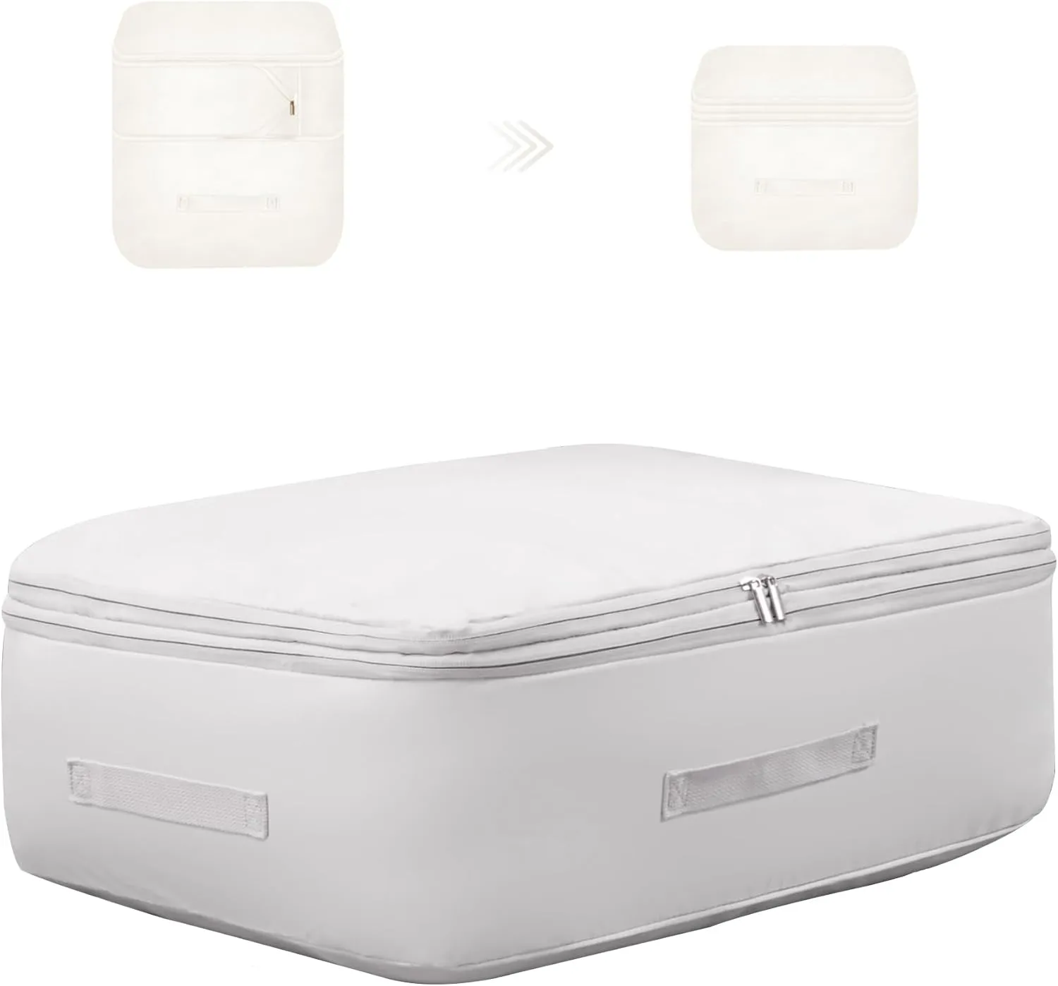 Ultra Space Saving Self Compression Organizer, Comforter Storage Bag for Clothes, Blankets, Pillows, Duvet, Comforters, Bedding Sets and Much More (Gray,L - 54 * 42 * 30cm)