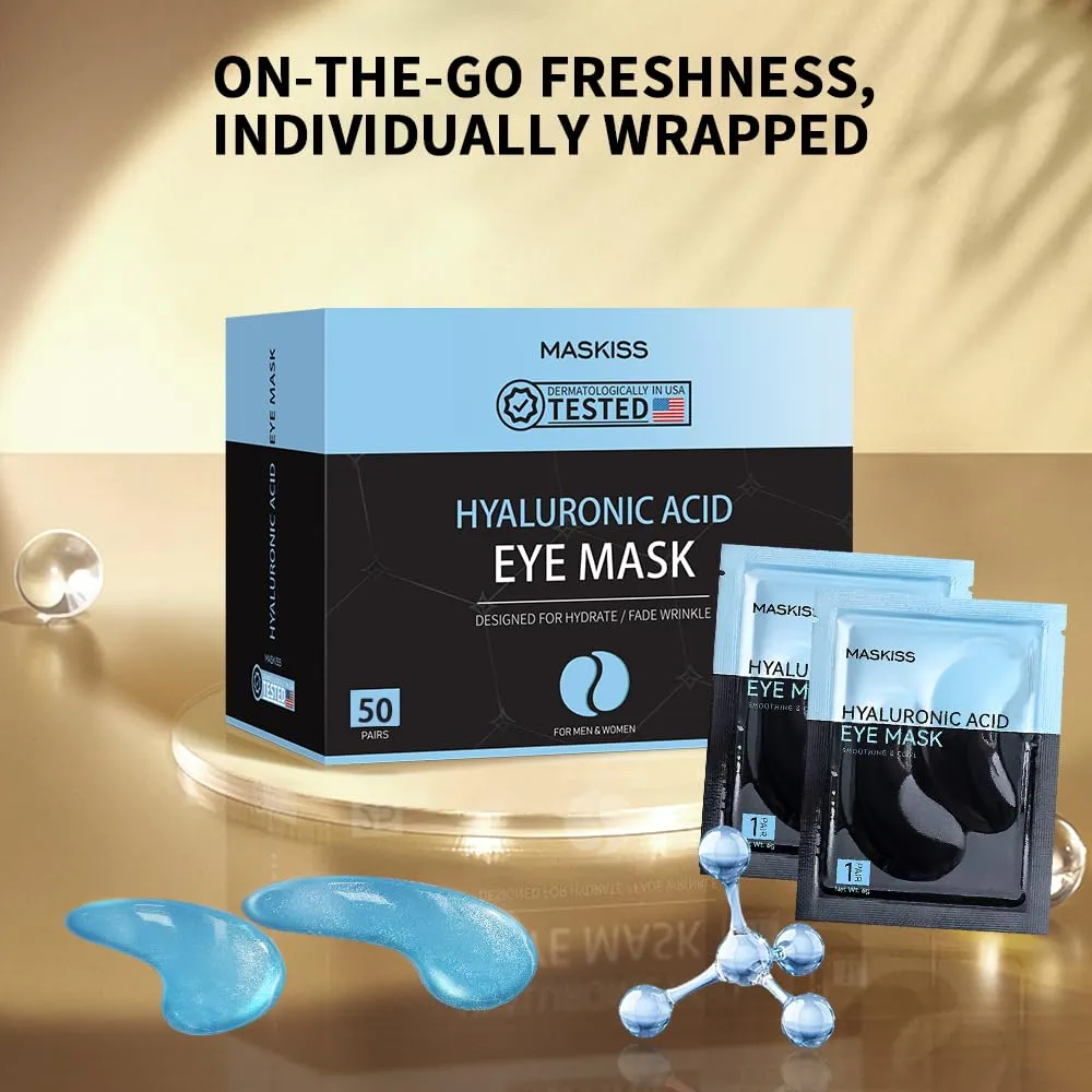 Under Eye Patches (50 Pairs), Hyaluronic Acid Eye Masks for Dark Circles Puffy Eyes Undereye Bags, Collagen Eye Patches for Wrinkles and Hydrate, Skin Care Gift for Her