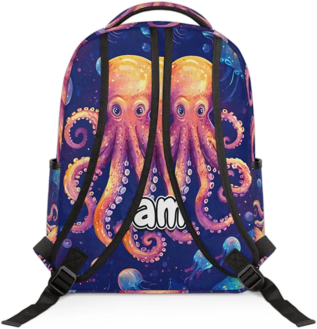 Underwater Octopus Personalized Laptop Backpack with Name Custom Shoulder Bags for Women Men Waterproof Travel Casual Daypack Laptop Bag Gifts 16.1in