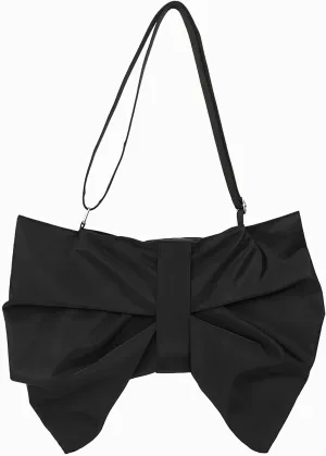 unique bow purse for women, large black tote bag with zipper, novelty messenger bag for women trendy hobo crossbody bags, bow stuff gift for girl