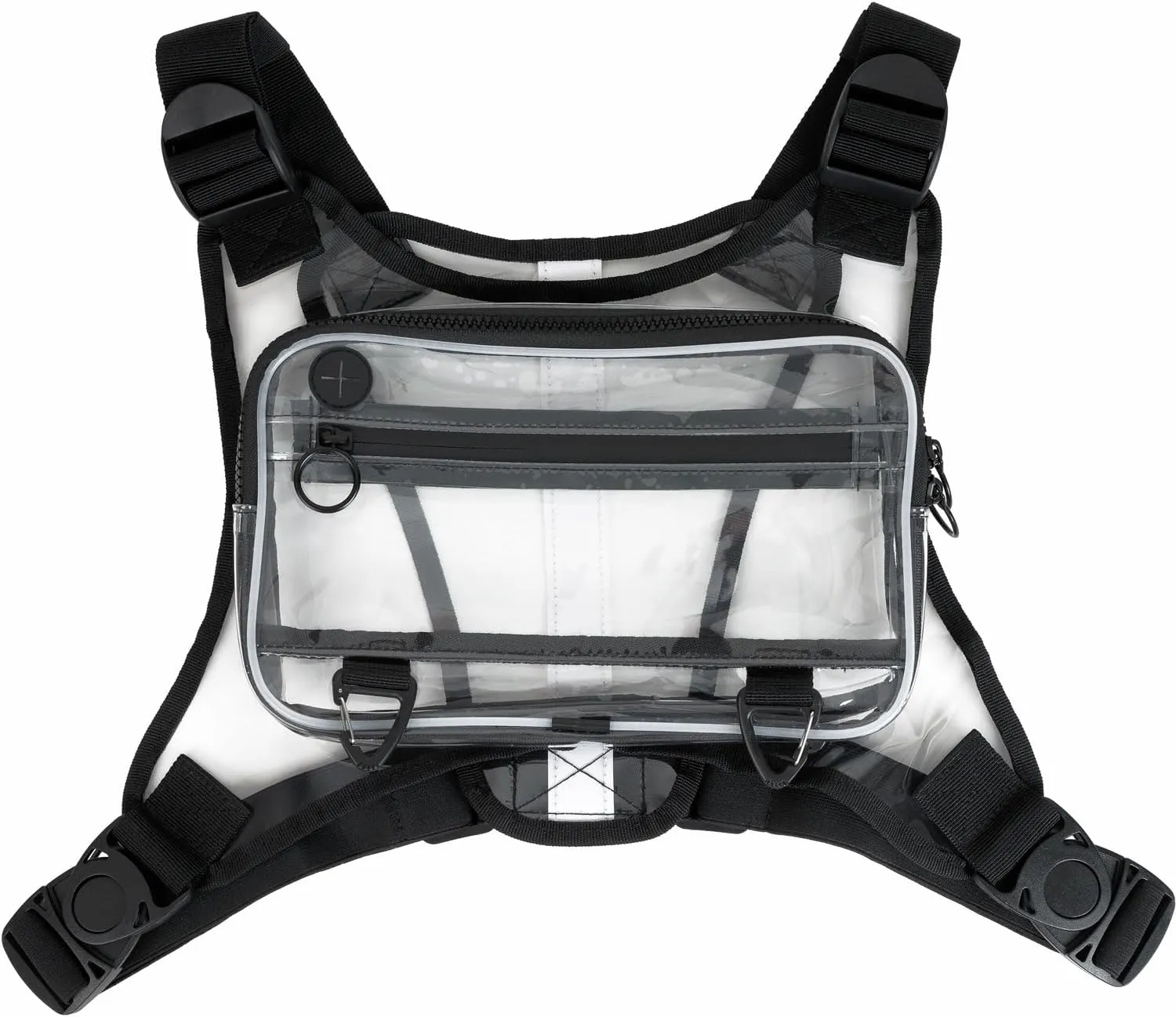 Unique Clear Bag for Stadium Events, Transparent Chest Clear Backpack for Stadium Events, Fanny Packs for Women & Men with Pockets & Adjustable Straps (Black)