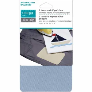Unique Iron On Drill Patches - Light Blue