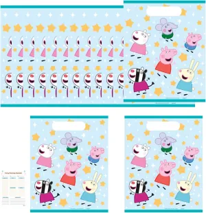 Unique Peppa Pig Party Favor Bags Pack - 16 Peppa Pig Goodie Bags, Checklist - Birthday Party Decorations, Birthday Party Supplies, Officially Licensed