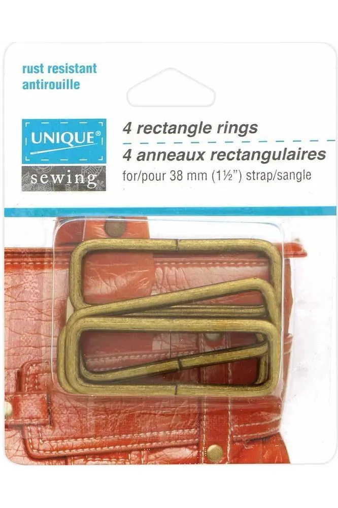 UNIQUE SEWING Rectangle Rings - 38mm (1 1/2") -  4 pcs.