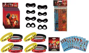 Unique The Incredibles Birthday Party Supplies Favor Bundle Pack Includes Loot Bags, Paper Masks, Pencils, Bracelets, Stickers