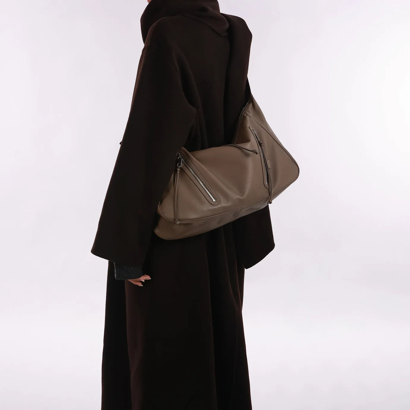 Ursula V11 En 2 Styles Grand Sac Drapé Hobo Ou Bandoulière - Cacao