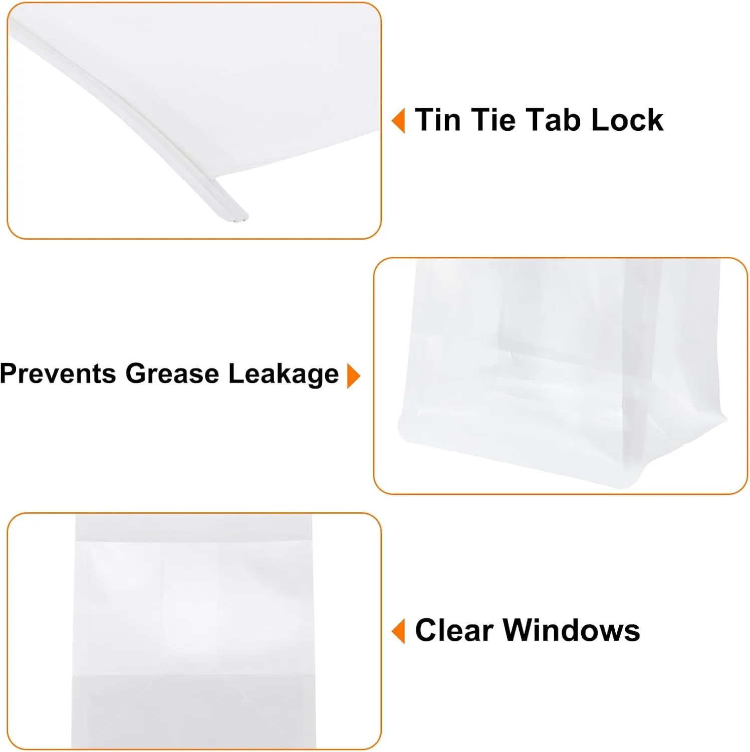 uxcell 50Pcs Bread Bags for Homemade Bread, 5.1x3.9x11 Inches Kraft Bakery Bags with Iron Tie Tab Lock Loaf Gift Bags with Baked Foods Packaging, White