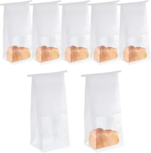 uxcell 50Pcs Bread Bags for Homemade Bread, 5.1x3.9x11 Inches Kraft Bakery Bags with Iron Tie Tab Lock Loaf Gift Bags with Baked Foods Packaging, White