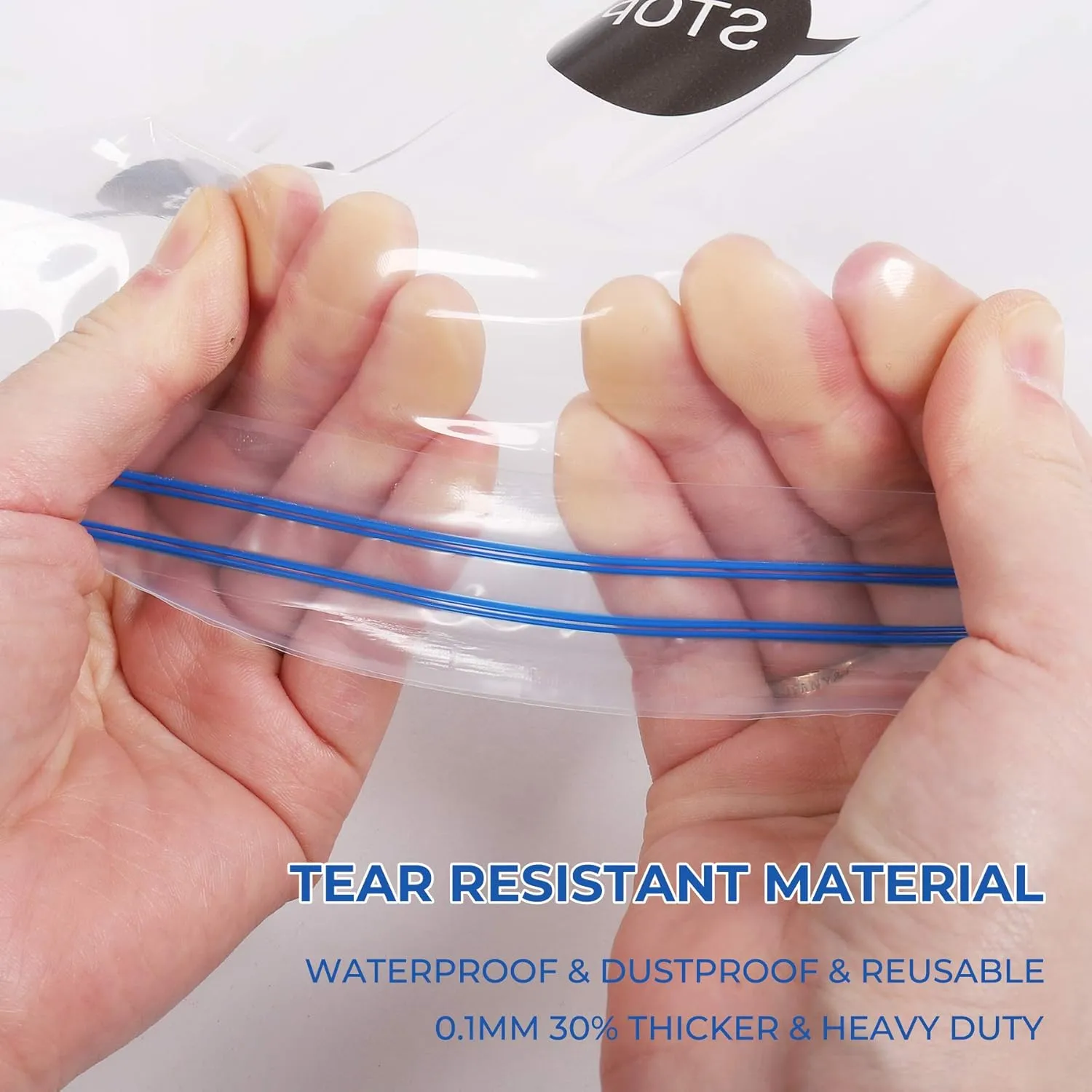 Vacuum Storage Bags, Compressed Air by Sitting, No Pump Needed, Double-Color Zip, for Clothes, Pillows, Towels, Blankets, White