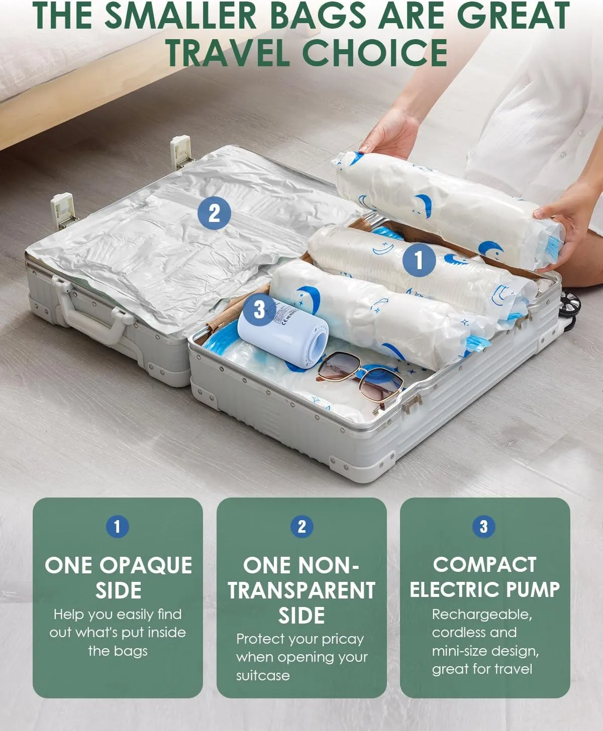 Vacuum Storage Bags with Electric Pump, 35 Pack Vacuum Sealed Bag with 1500mAh Rechargeable Battery for Clothes, Blanket, Duvets, Pillows, Comforters, Travel