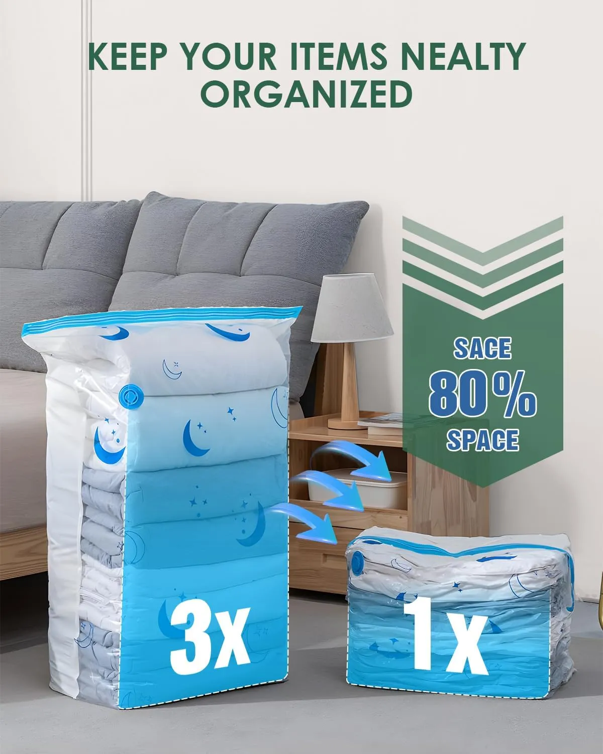 Vacuum Storage Bags with Electric Pump, 35 Pack Vacuum Sealed Bag with 1500mAh Rechargeable Battery for Clothes, Blanket, Duvets, Pillows, Comforters, Travel