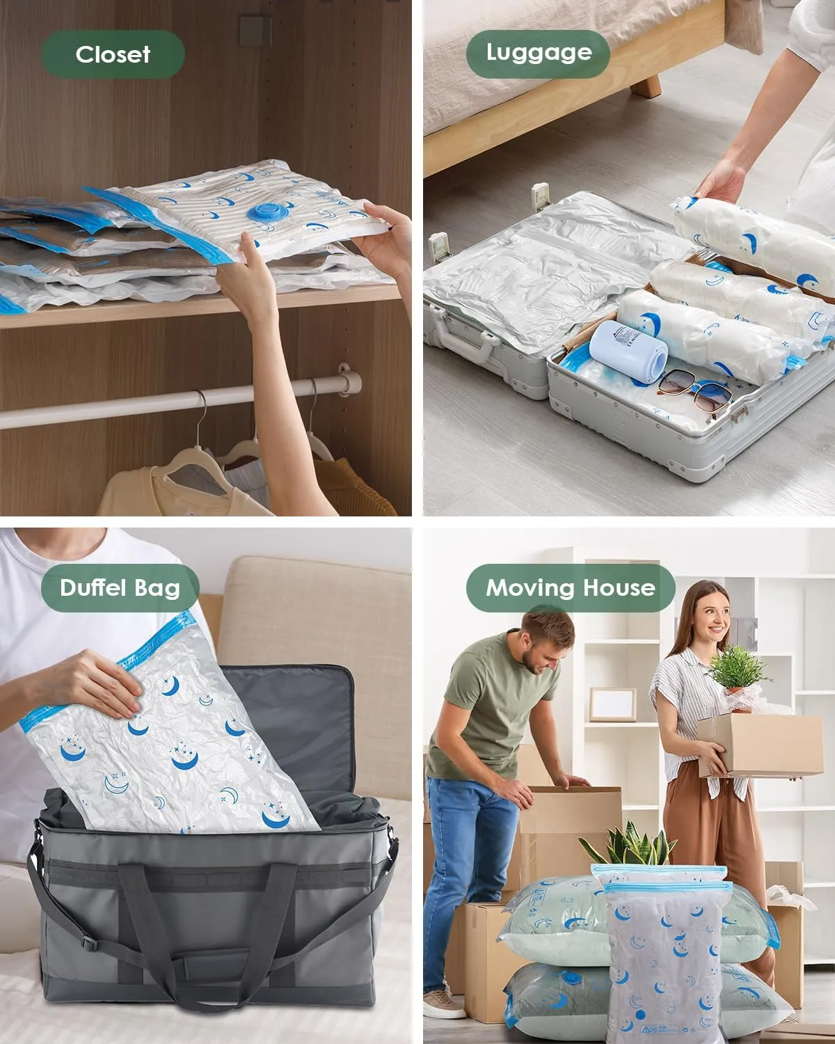 Vacuum Storage Bags with Electric Pump, 35 Pack Vacuum Sealed Bag with 1500mAh Rechargeable Battery for Clothes, Blanket, Duvets, Pillows, Comforters, Travel