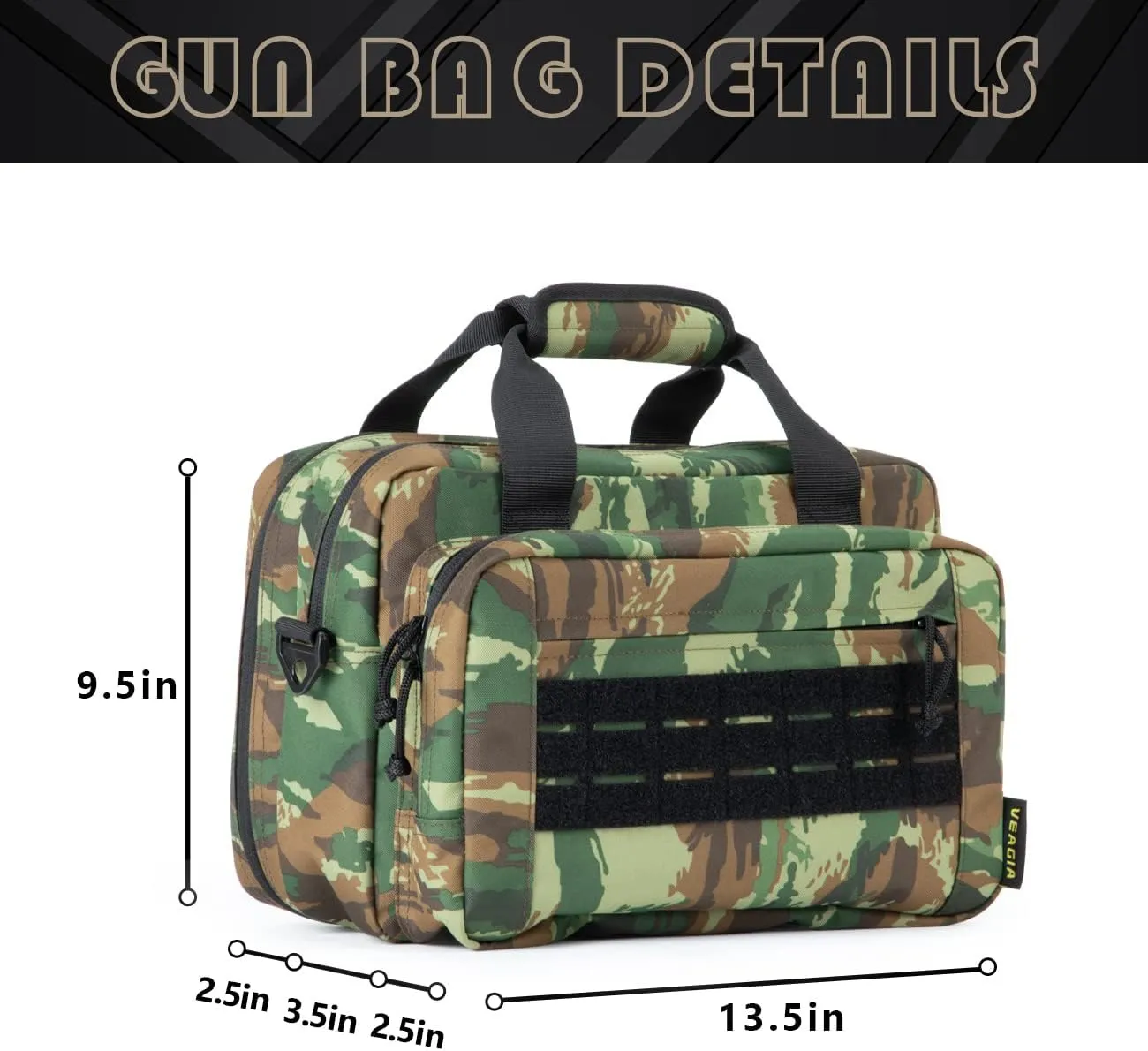 VEAGIA Range Bag,Pistol Case,Gun Range Bags For Handguns And Ammo Pouch 2 Pistols Soft Carrying Shooting Bag