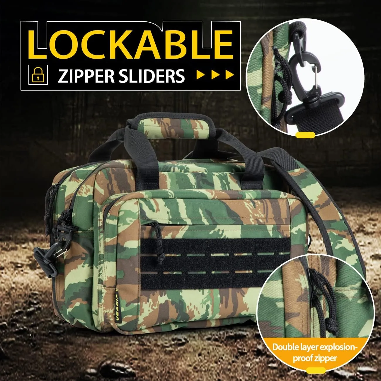 VEAGIA Range Bag,Pistol Case,Gun Range Bags For Handguns And Ammo Pouch 2 Pistols Soft Carrying Shooting Bag