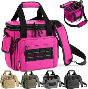 VEAGIA Tactical Range Bag,Pistol Case,Soft Gun Case Range Bags For Handguns And Ammo Safe Lockable Double Layer Explosion Proof Zipper Multi Pistol Carrying Bags (Pink)