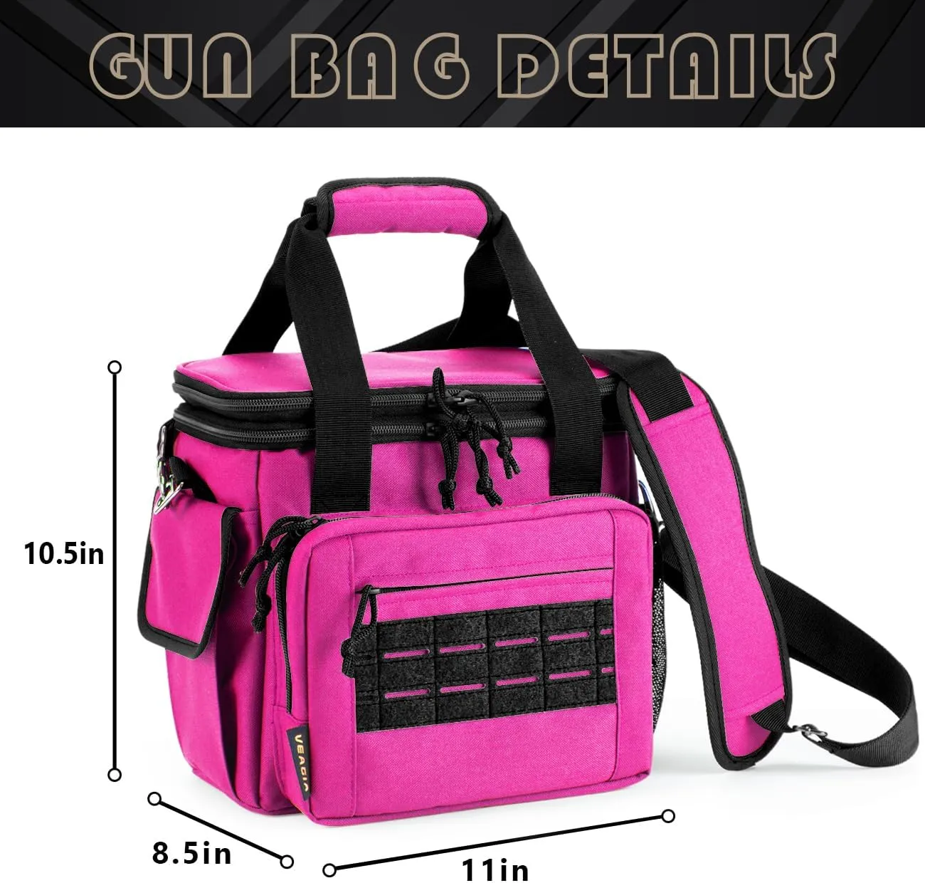 VEAGIA Tactical Range Bag,Pistol Case,Soft Gun Case Range Bags For Handguns And Ammo Safe Lockable Double Layer Explosion Proof Zipper Multi Pistol Carrying Bags (Pink)