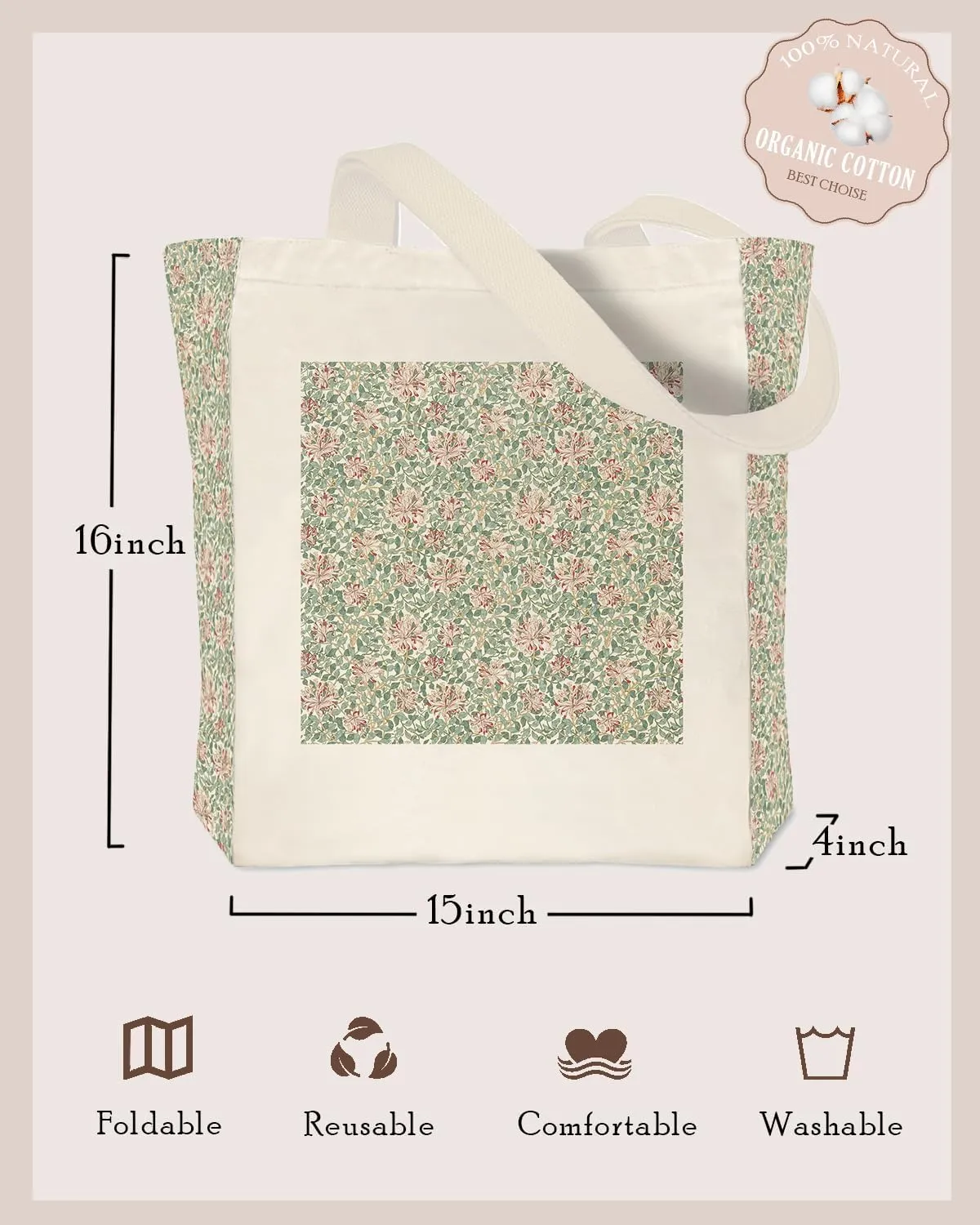 Vintage Aesthetic Canvas Tote Bag Reusable Personalized Shoulder Shopping Bag,