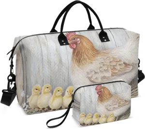 Vintage Chicken Barn Travel Duffel Bag, Gym Bags with Multiple Interior Pockets for Men Women Toiletry Purse Included 20.5”x 1.9” x 13.8”