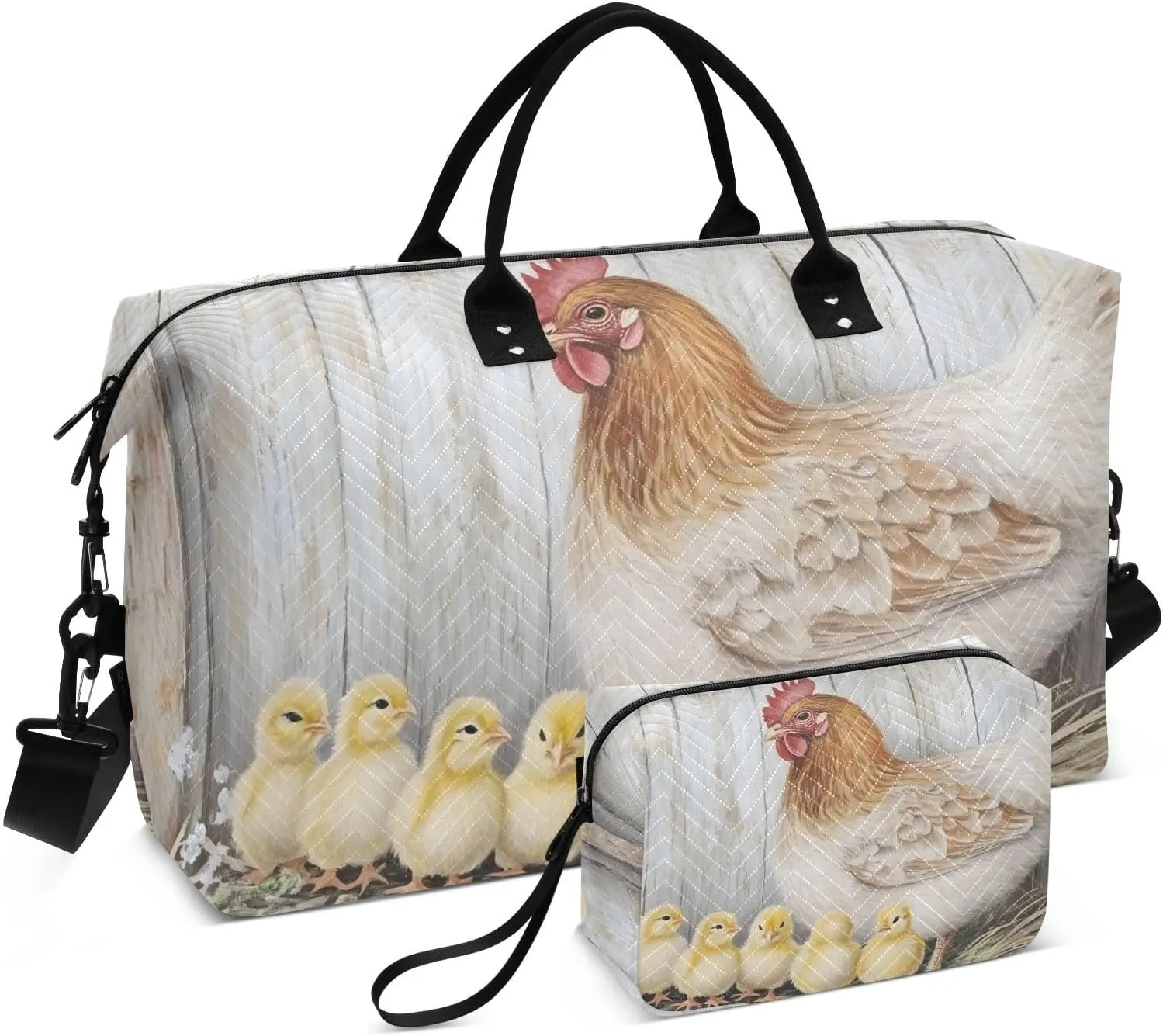 Vintage Chicken Barn Travel Duffel Bag, Gym Bags with Multiple Interior Pockets for Men Women Toiletry Purse Included 20.5”x 1.9” x 13.8”