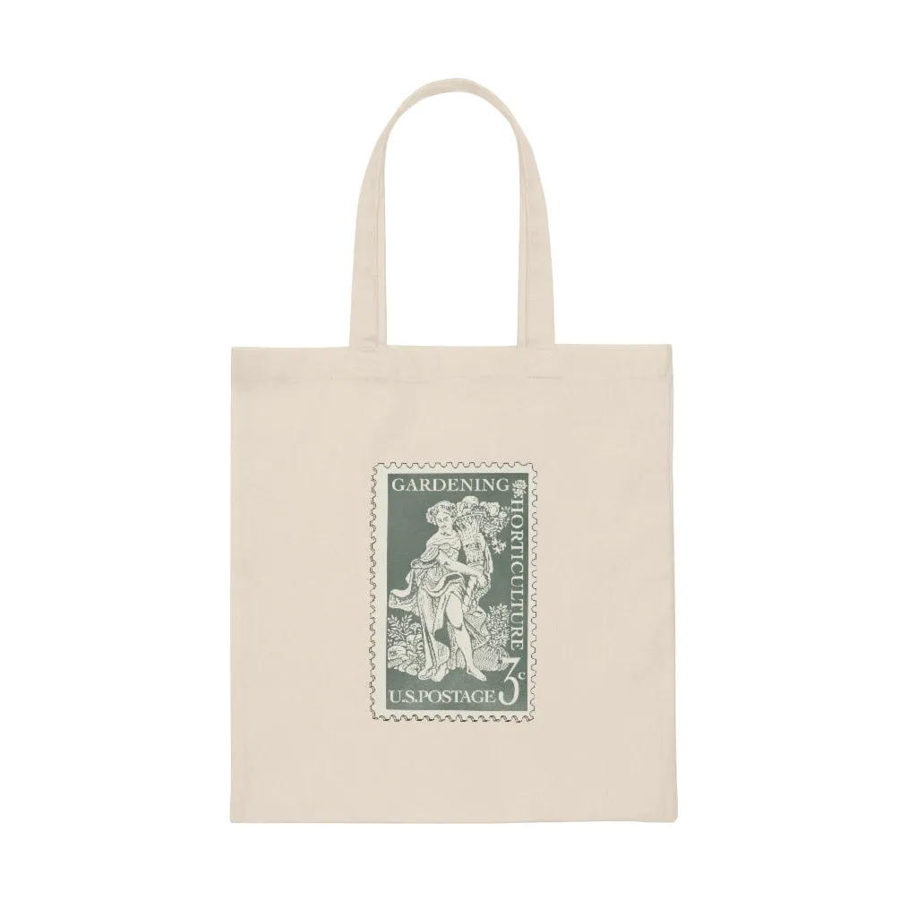 Vintage Gardening Stamp Canvas Tote